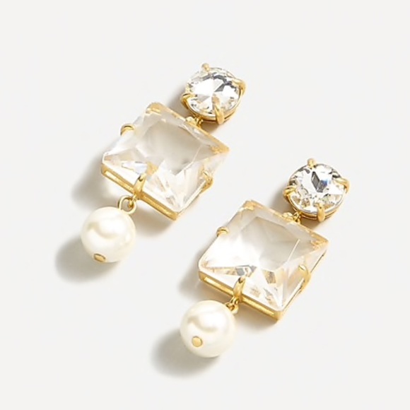 J. Crew Jewelry - J.Crew Crystal and Pearl Drop Earrings NWT
